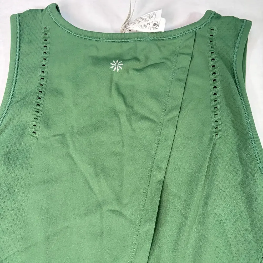 Athleta womens green Foothill tank top, pointelle details. Split back. Size XS - Picture 3 of 7